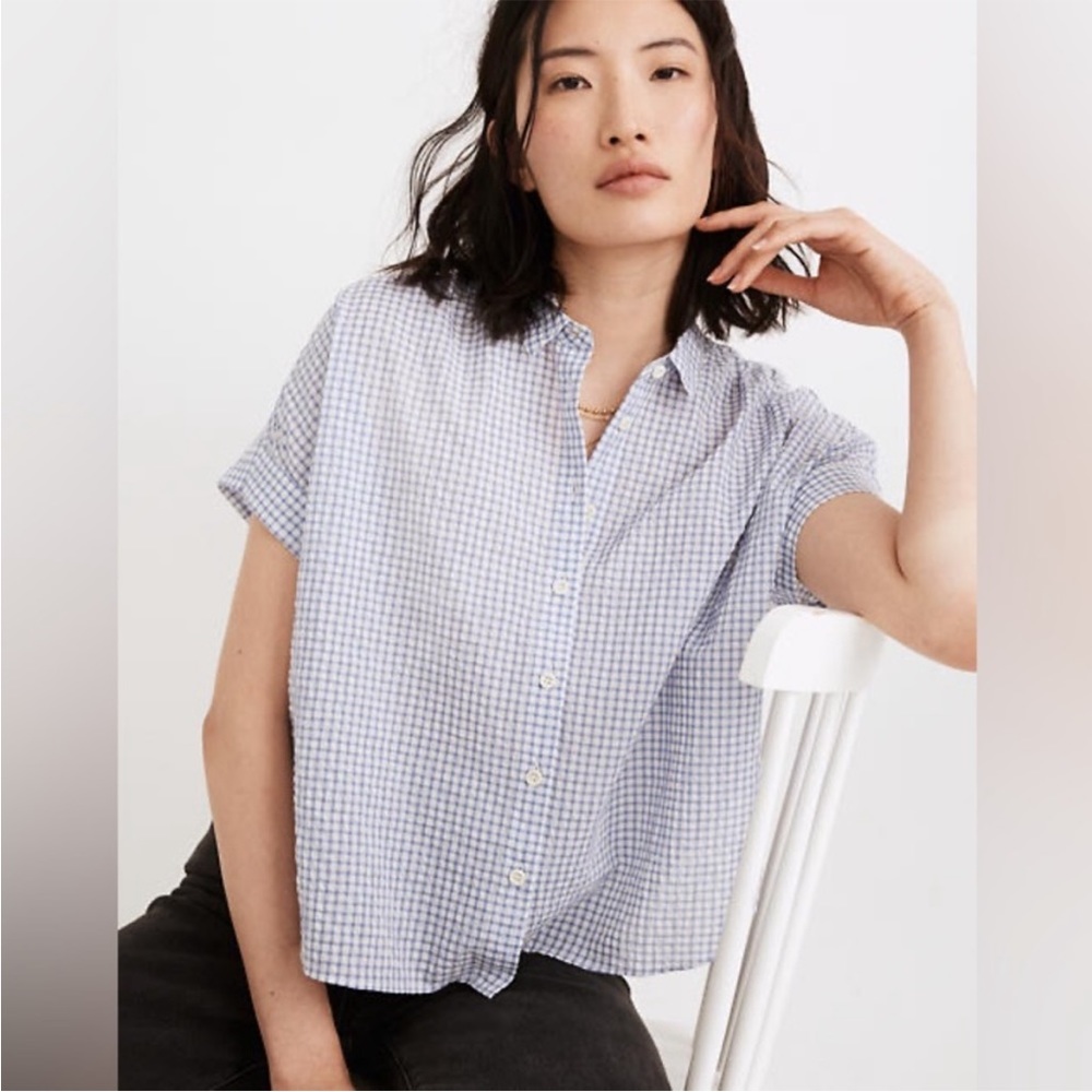 Madewell Hilltop shirt in seersucker gingham, size medium